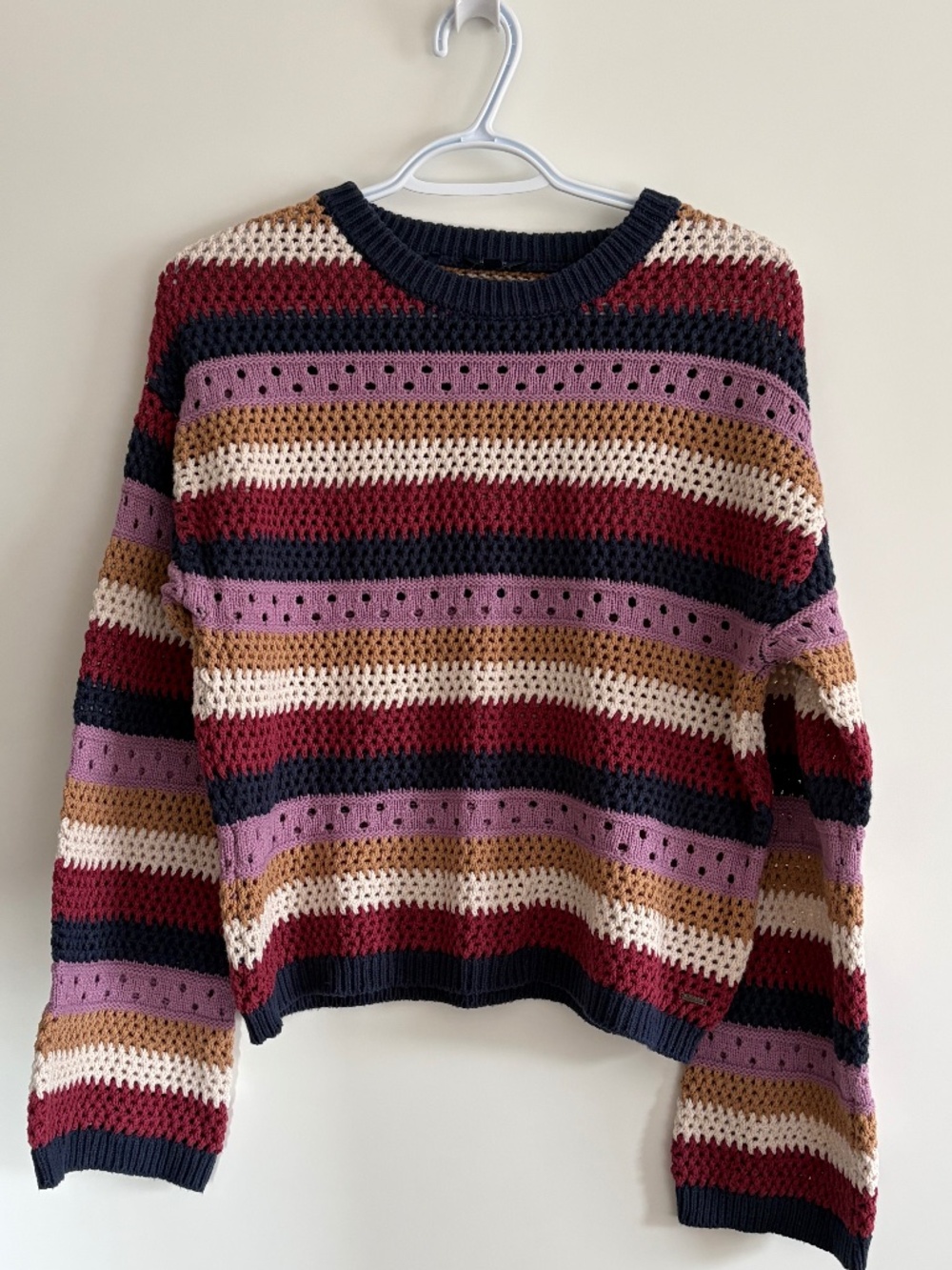 EUC Buffalo Women’s Wrenlee Openwork Knit Striped Long Sleeved Sweater Medium - Picture 6 of 11